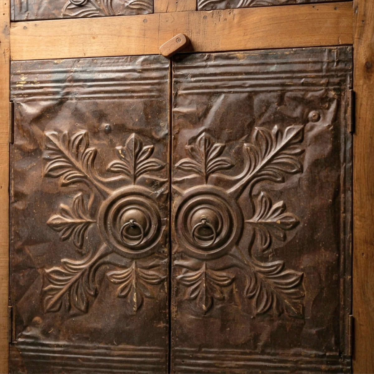 WS14 - Reclaimed Wood 2-Door 2-Drawer Antique Tile Cabinet