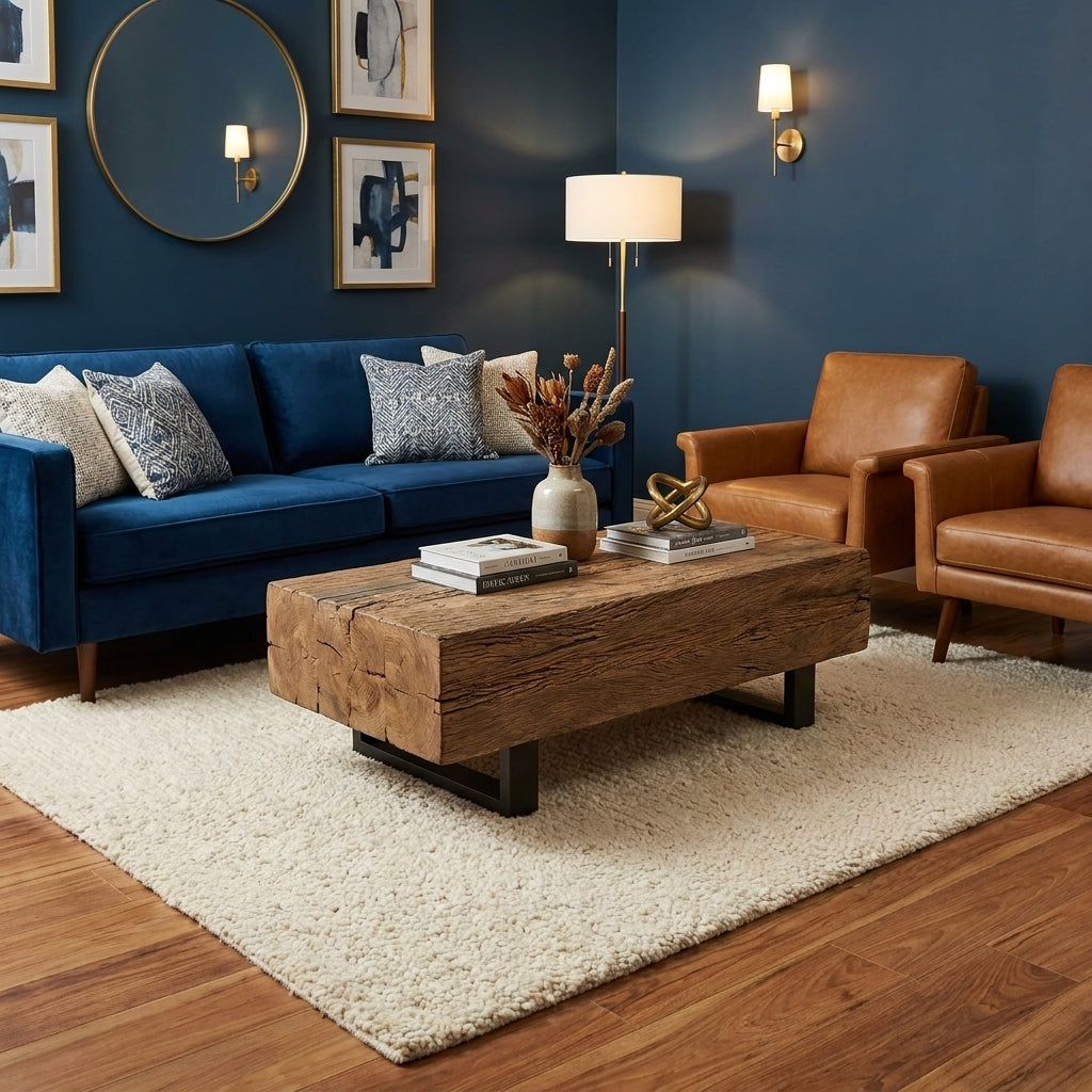 WS48 - Reclaimed Wood on Metal Legs Coffee Table