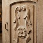 WS37 - Reclaimed White Wash Wood Carved Door Cabinet