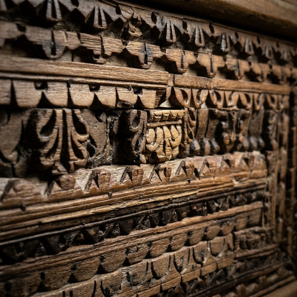 WS157 - Reclaimed Wood Carved Fitted Storage Chest