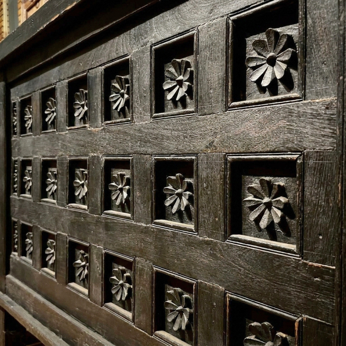 WS40 - Reclaimed Wood Carved Panel Storage Chest