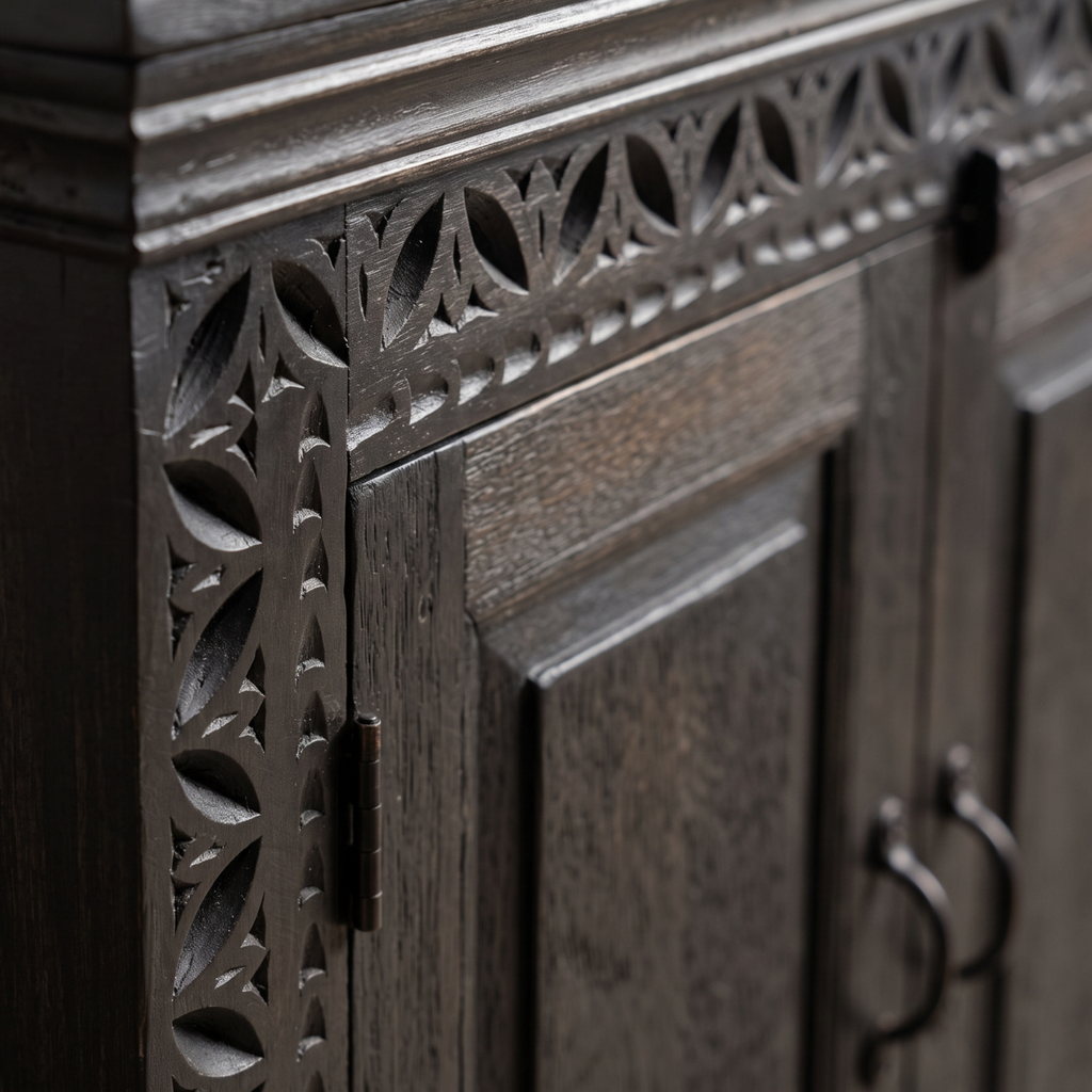 WS43 - Reclaimed Wood Carved 2-Door Cabinet