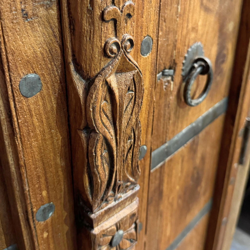 WS105 - Reclaimed Wood Armoire with Handcrafted Iron Detailing
