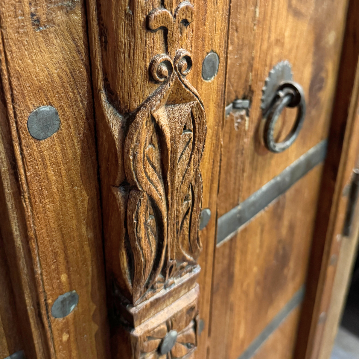 WS105 - Reclaimed Wood Armoire with Handcrafted Iron Detailing