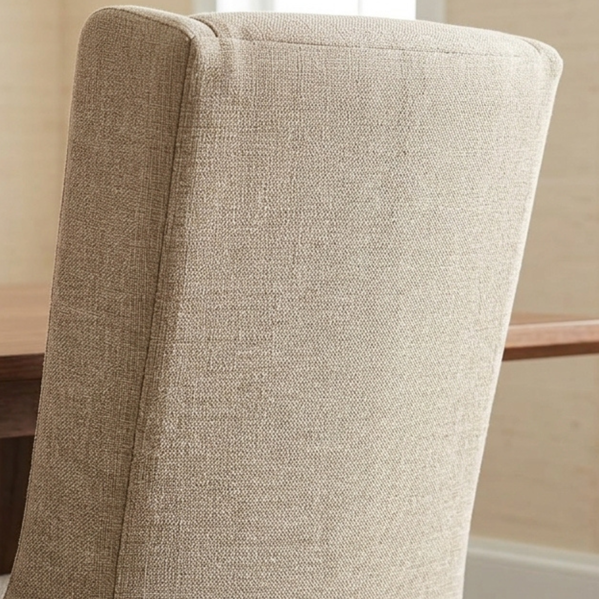 CH06 - Beige Linen Upholstered Dining Chair