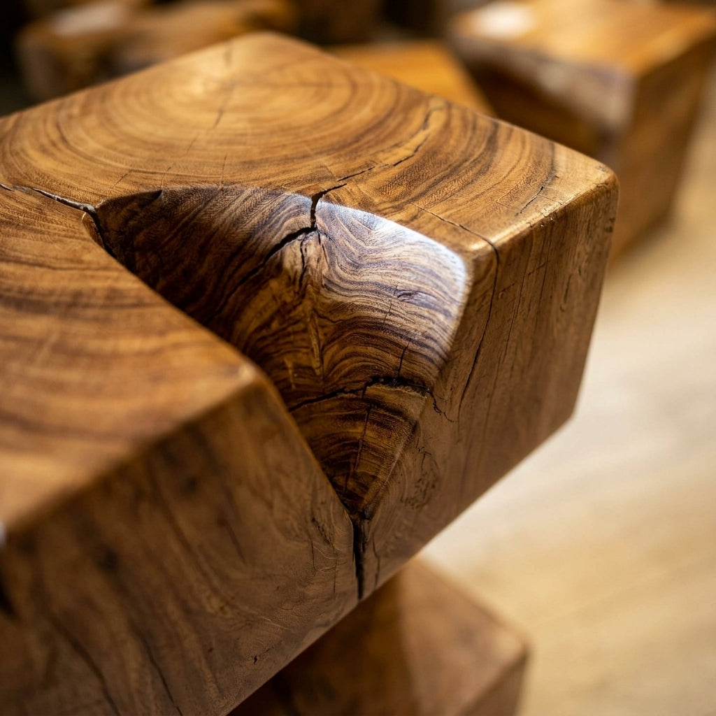 WS344 - Solid Acacia Block Stool