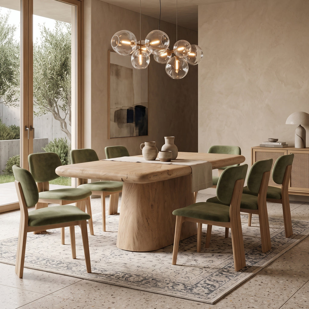DT07 - Solid Acacia Wood Pedestal Dining Table