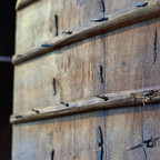 WS36 - Antique Handcrafted Wooden Door with Rustic Metal Detailing