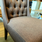 CH03 - Brown Linen Upholstered Tufted Dining Chair