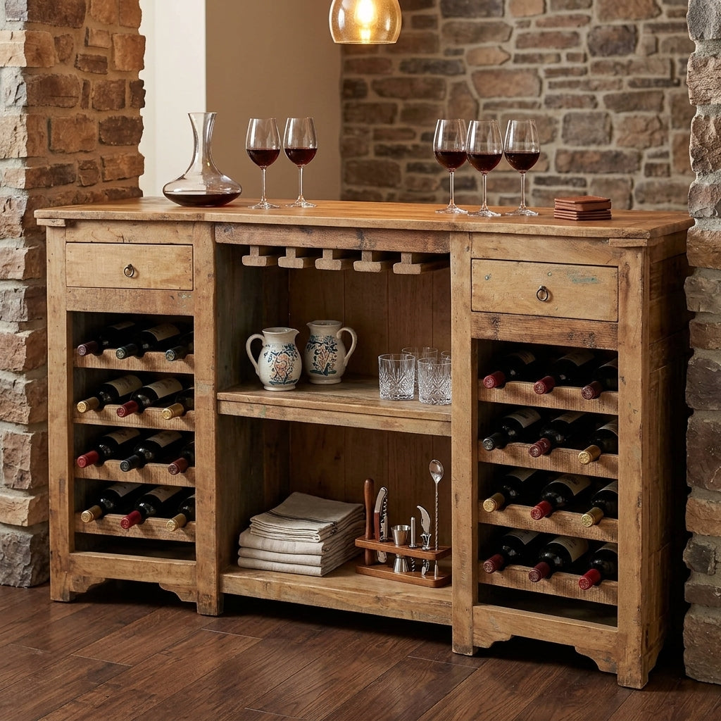 BC04 - Reclaimed Wood Carved Column Bar