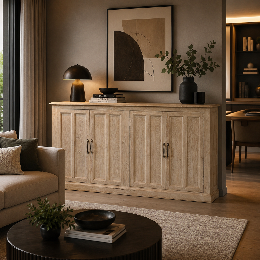 BS04 - White Wash Solid Wood Buffet