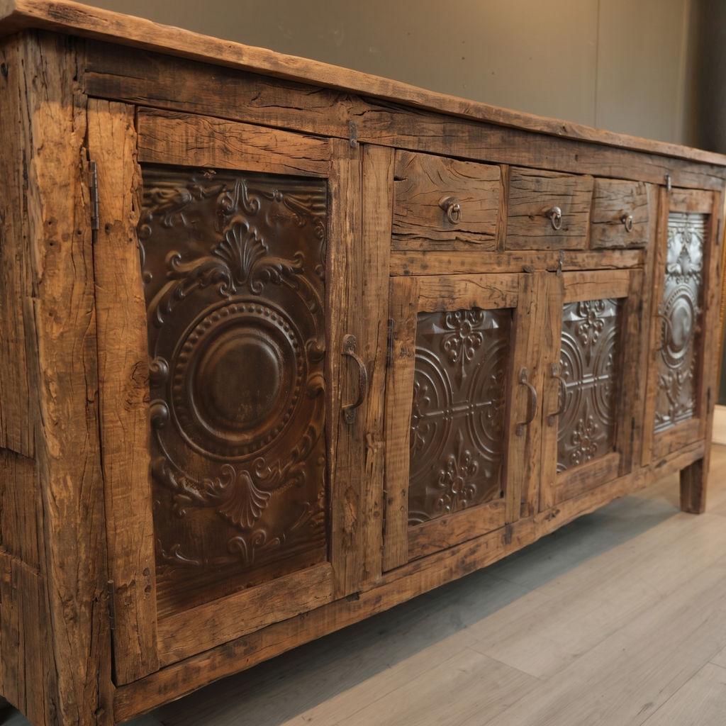BS18- Solid Reclaimed Wood Antique Tile Buffet