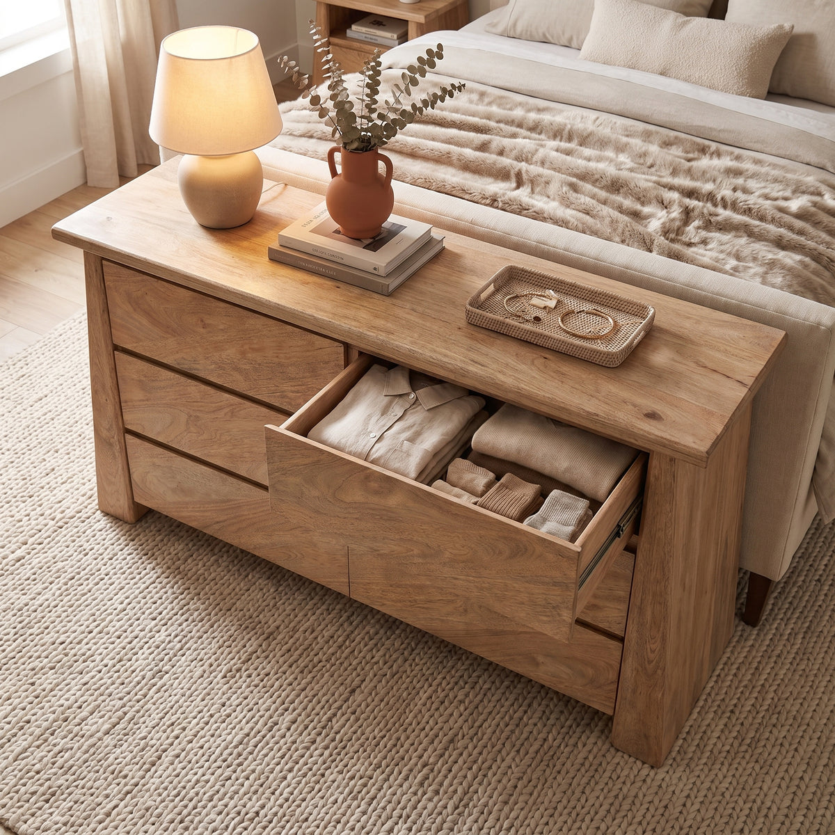 LH38 - Solid Acacia 6 Drawer Dresser