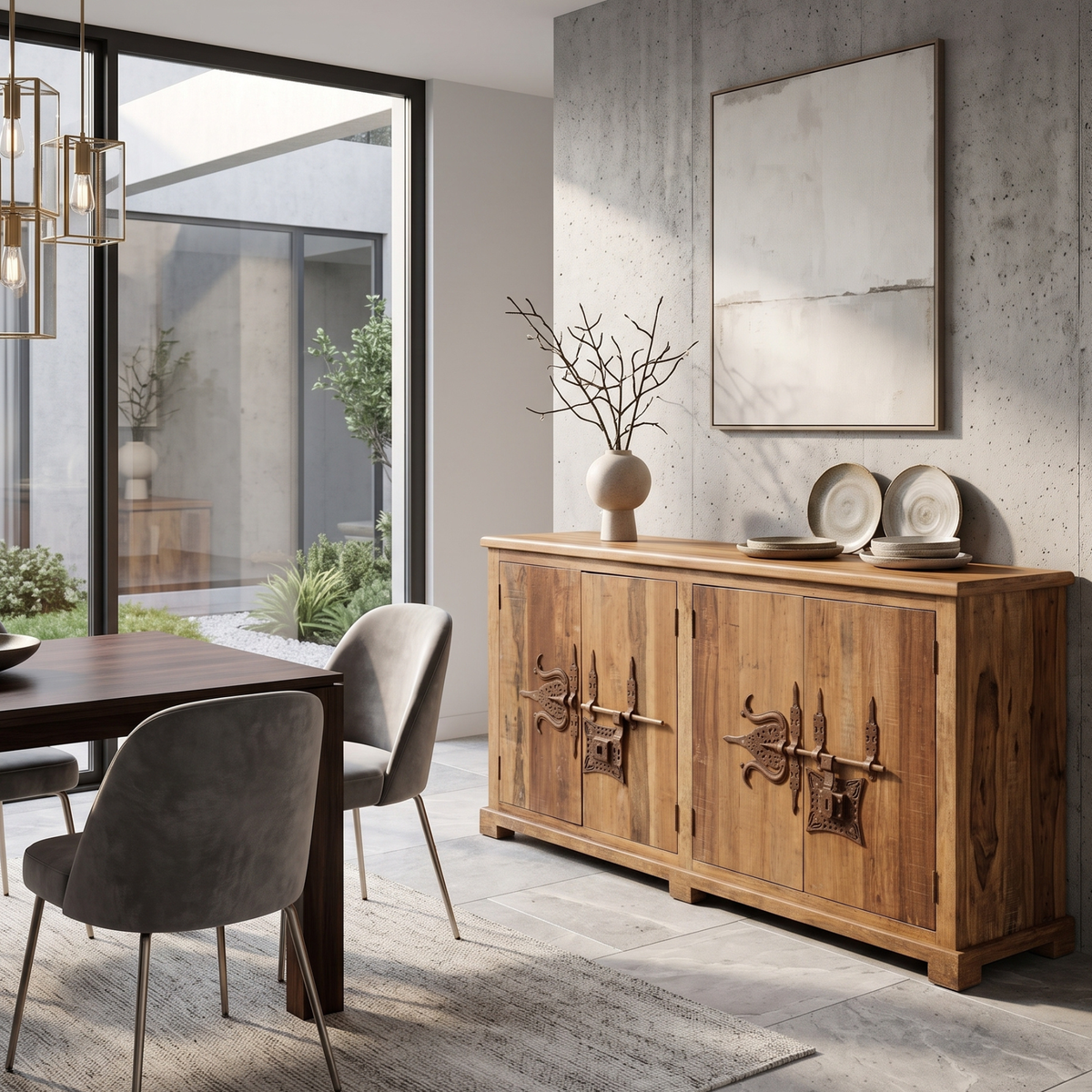 BS08 - Reclaimed Wood with Antique Hardware Buffet