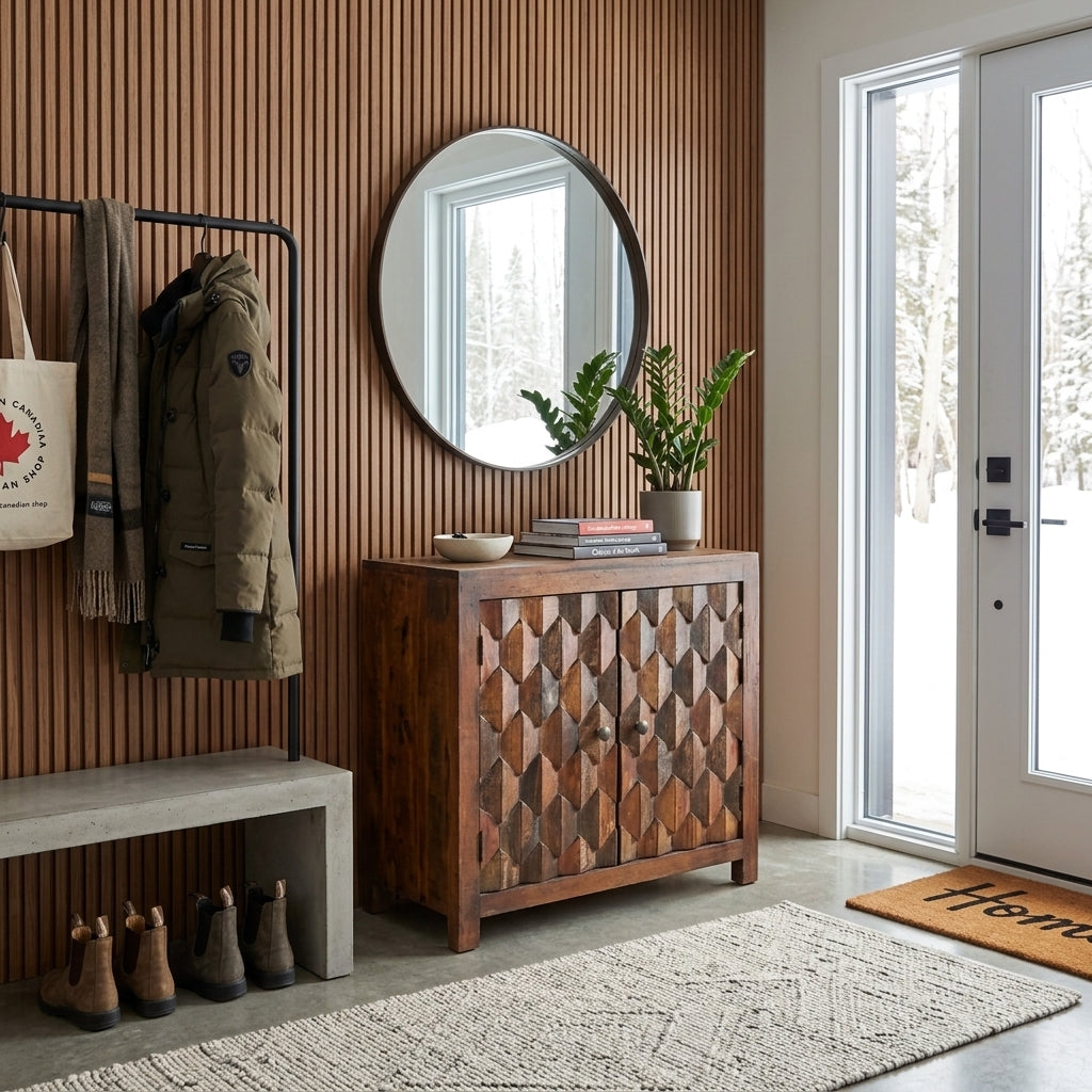 WS56 - Reclaimed Wood Carved 2-Door Cabinet