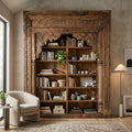 BC04 - Hand-Carved Reclaimed Wood Antique Doorway Bookcase