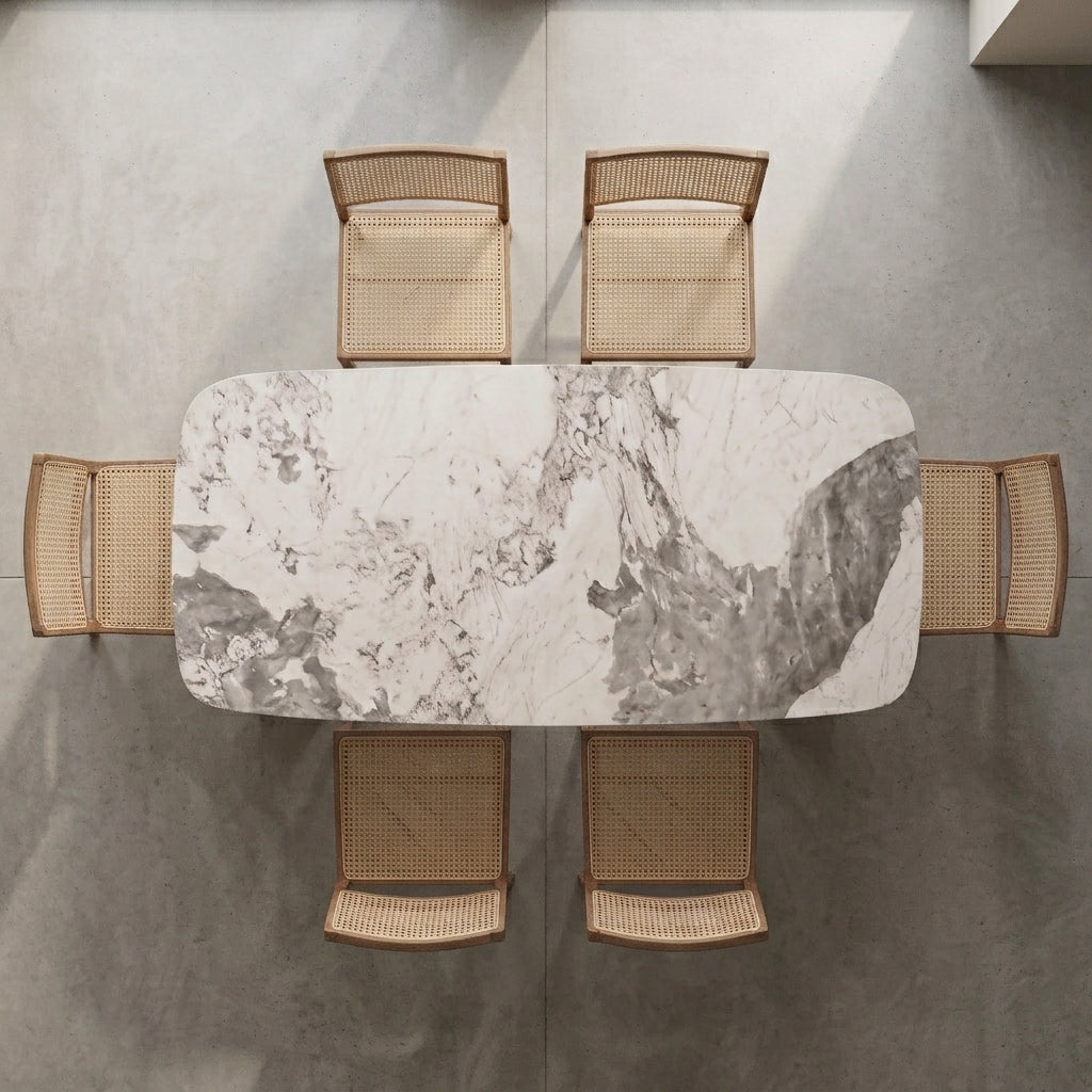 C00932 - Sintered Stone Dining Table with Double Pedestals