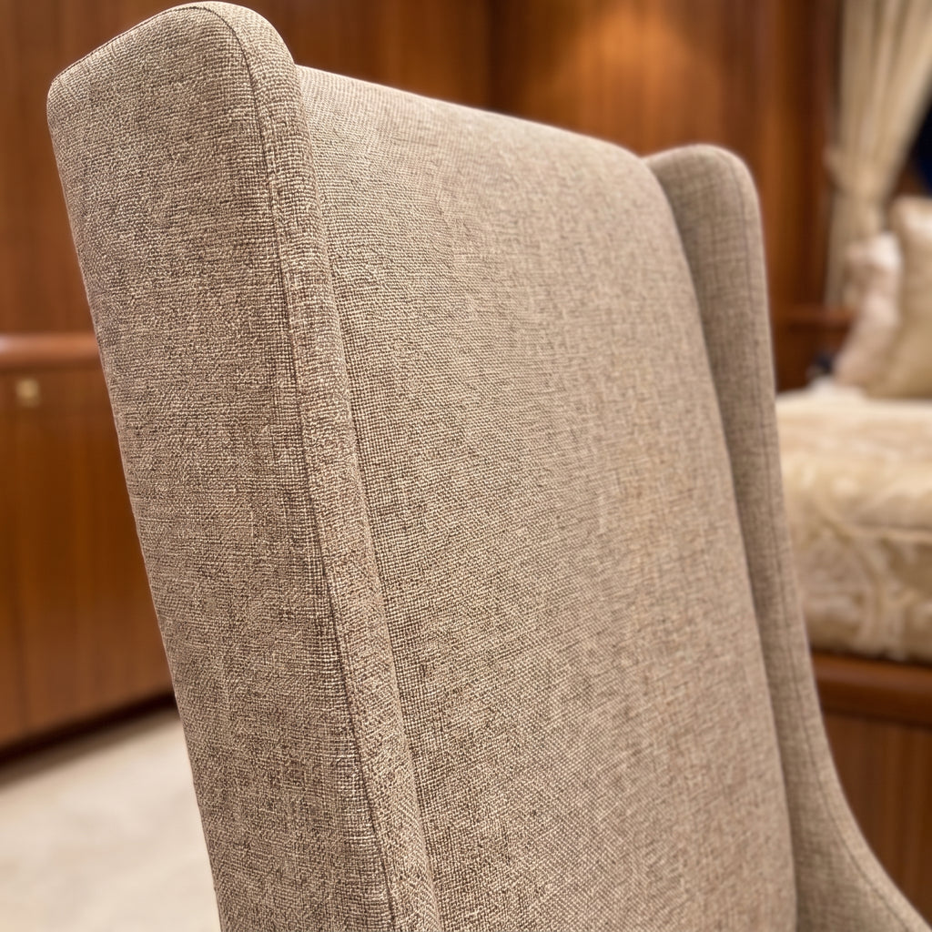 CH06 - Beige Linen Upholstered Dining Chair