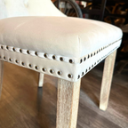 CH02 - Ivory Tufted Upholstered Dining Chair with Nailhead Trim