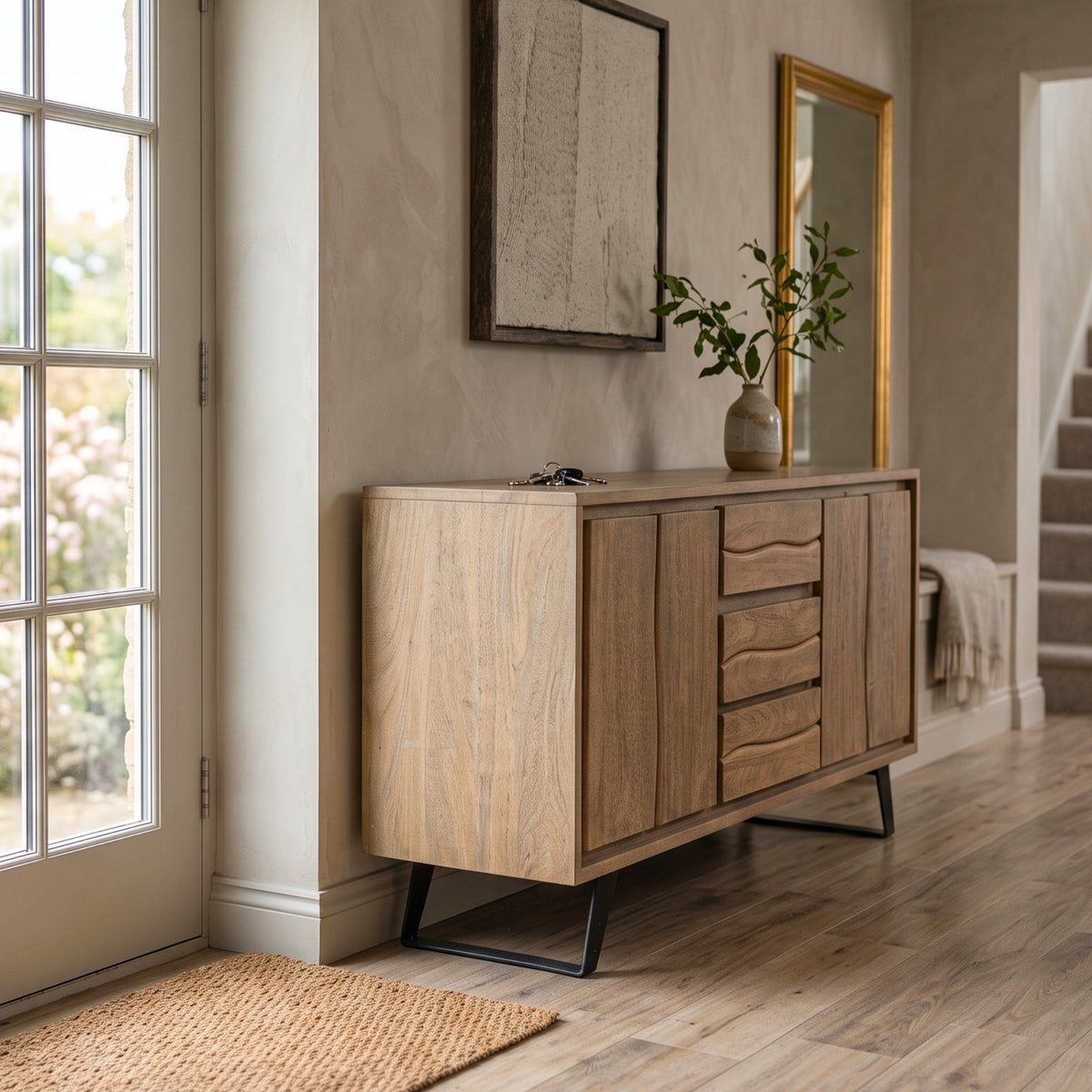 BS16 - Solid Acacia on Metal Legs Buffet