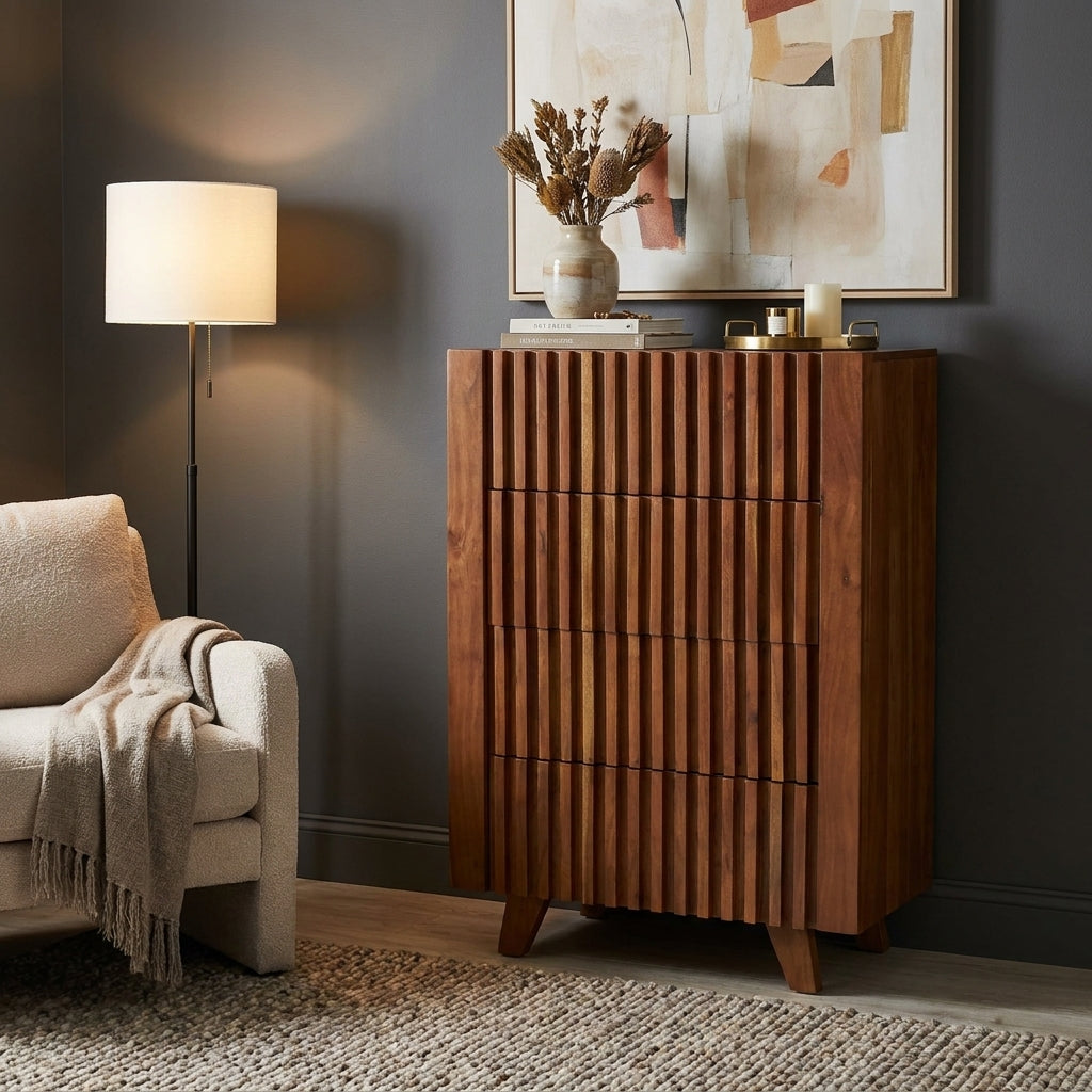LH15 - Solid Acacia Fluted Boy Dresser
