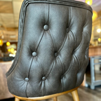 CH08 - Brown Tufted Leather Bar Stool