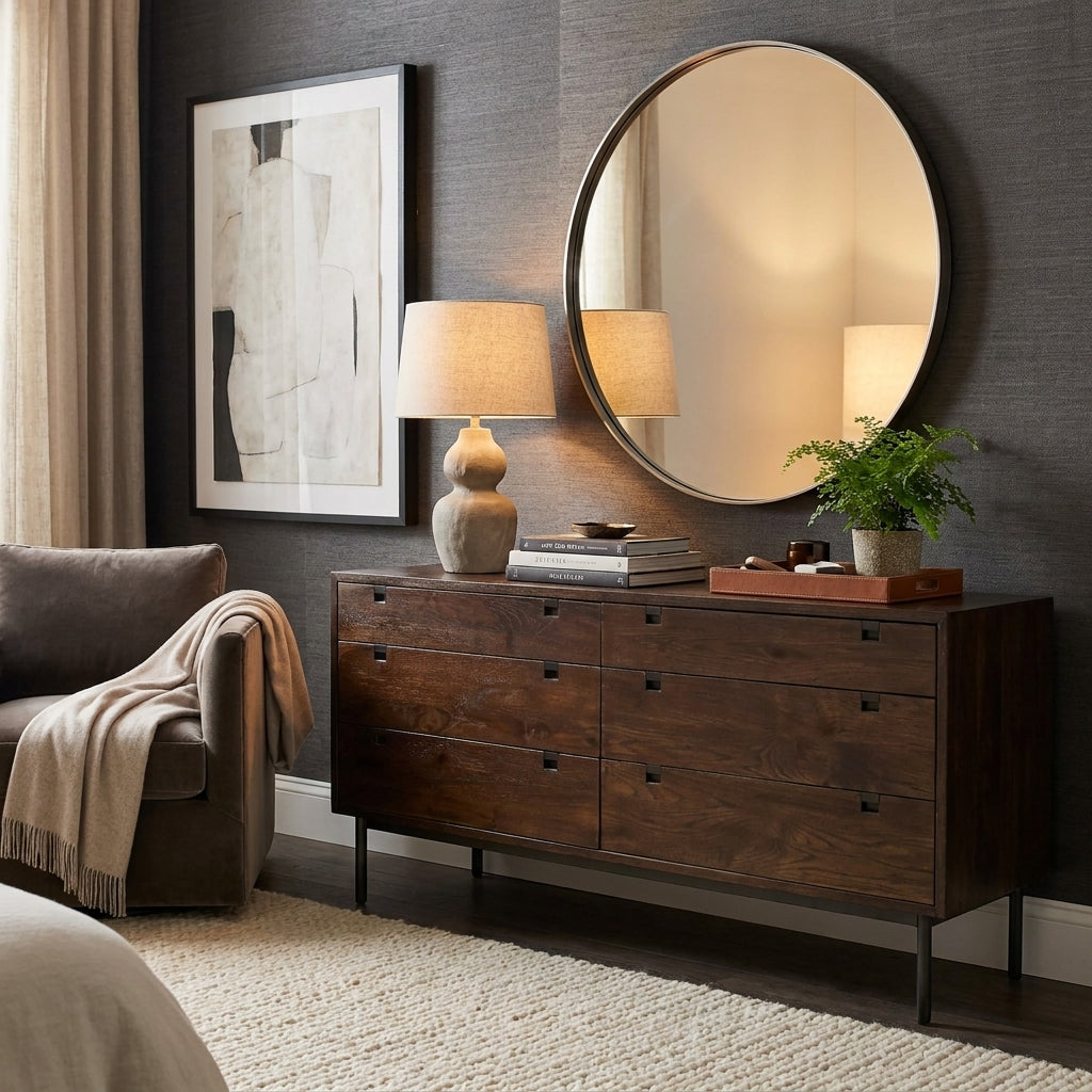 LH102 - Solid Acacia 6 Drawer Dresser