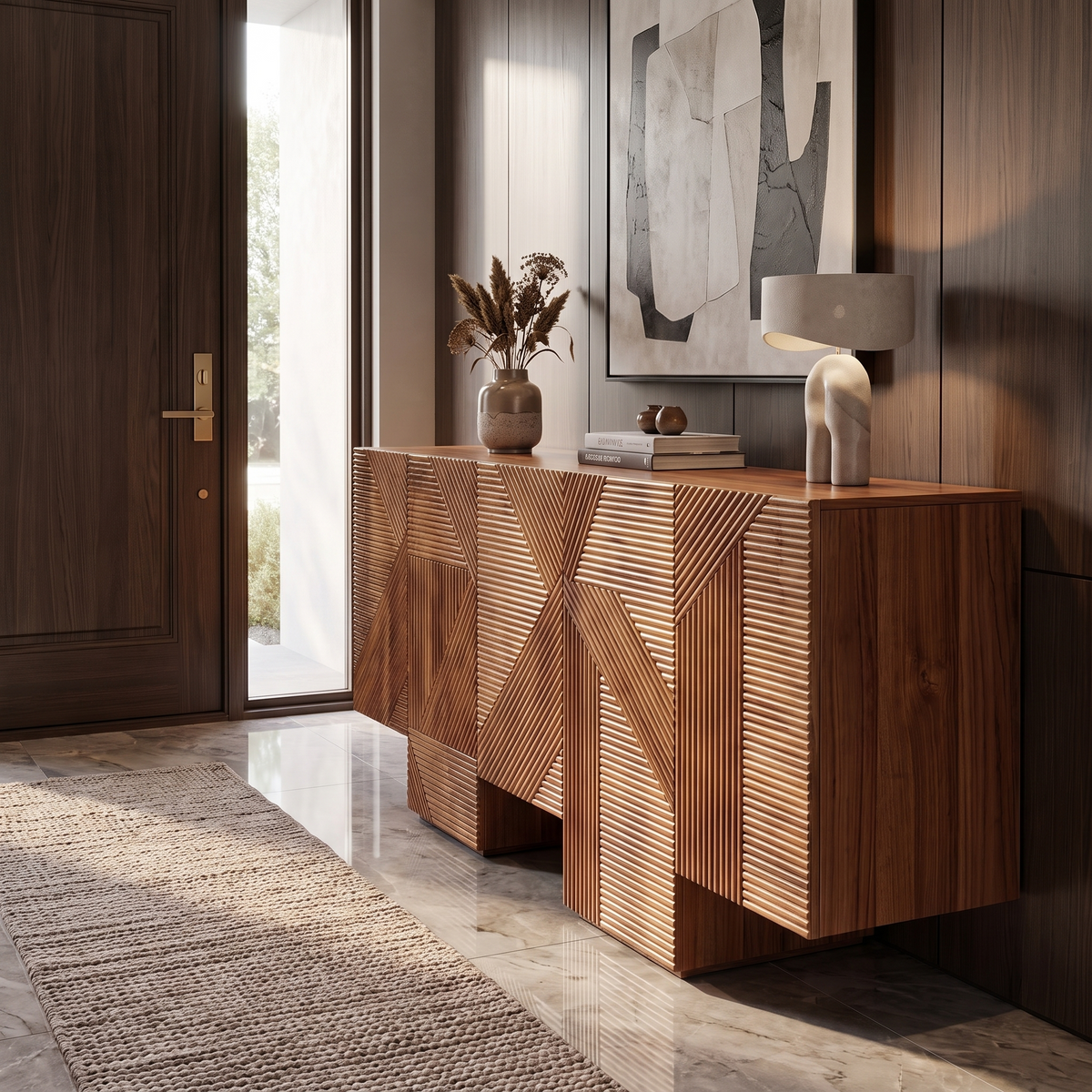 BS01 - Fluted Solid Acacia Buffet