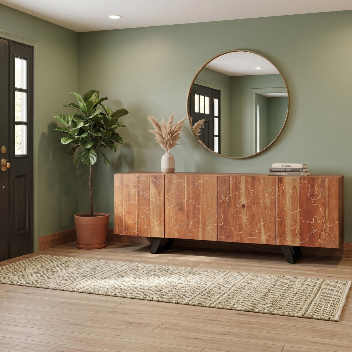 BS24 - Solid Acacia Engraved Buffet