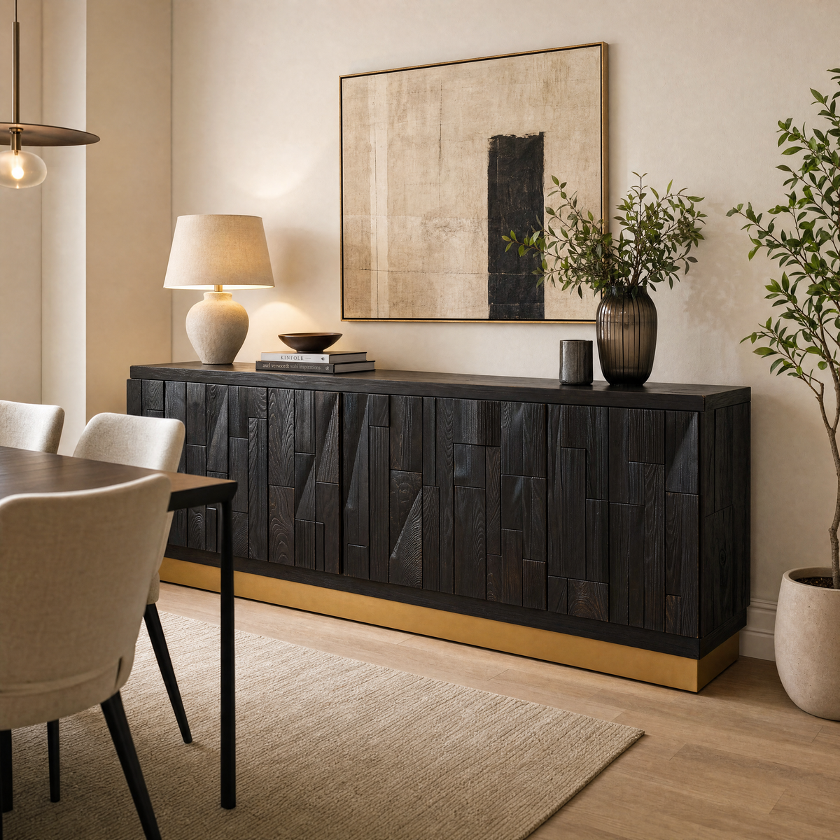 BS05 - Solid Wood Black Finish Buffet