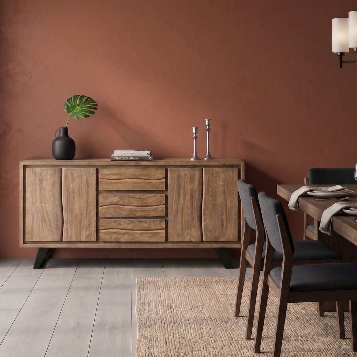 BS16 - Solid Acacia on Metal Legs Buffet