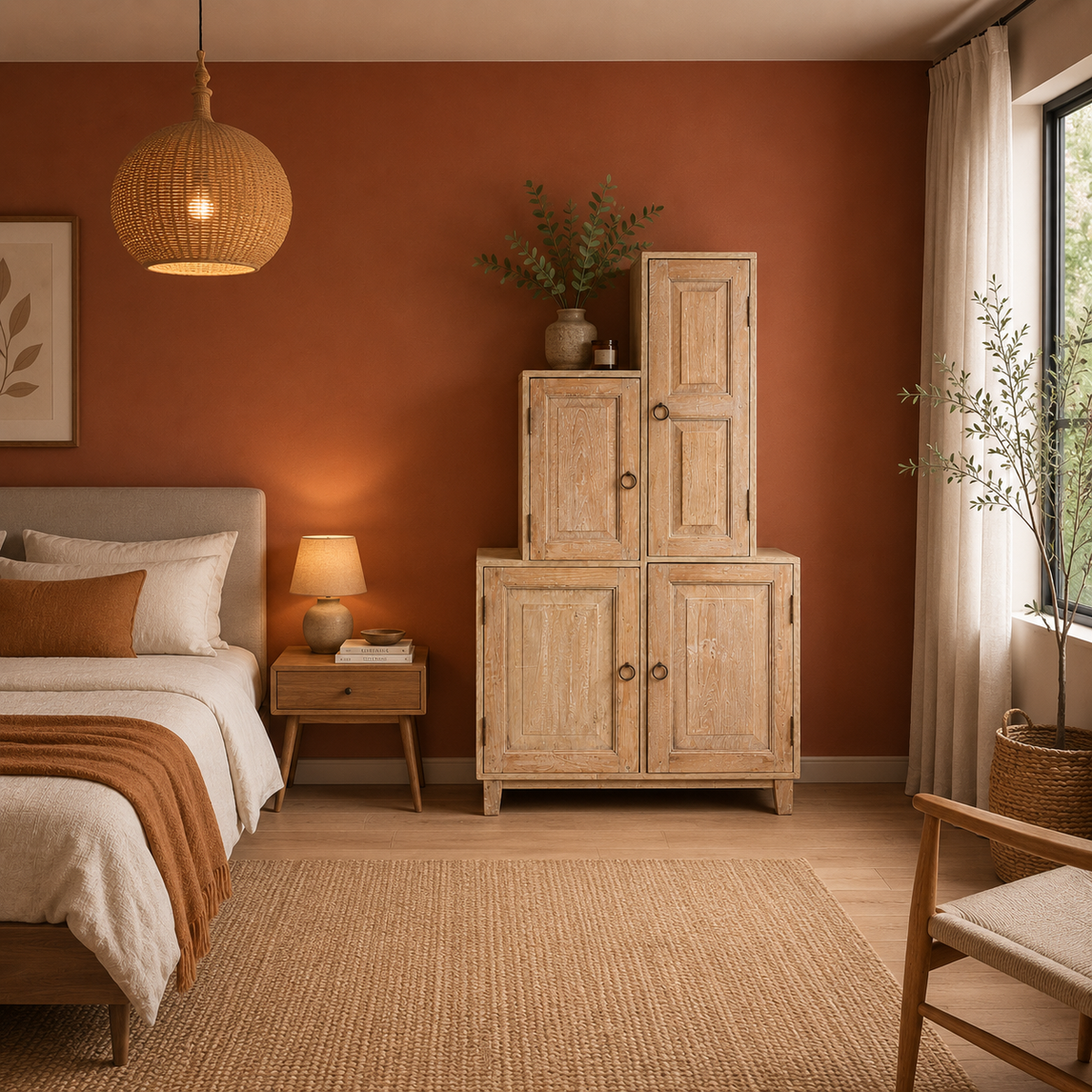WS263356 - Teak Wood Antique Panel Armoire