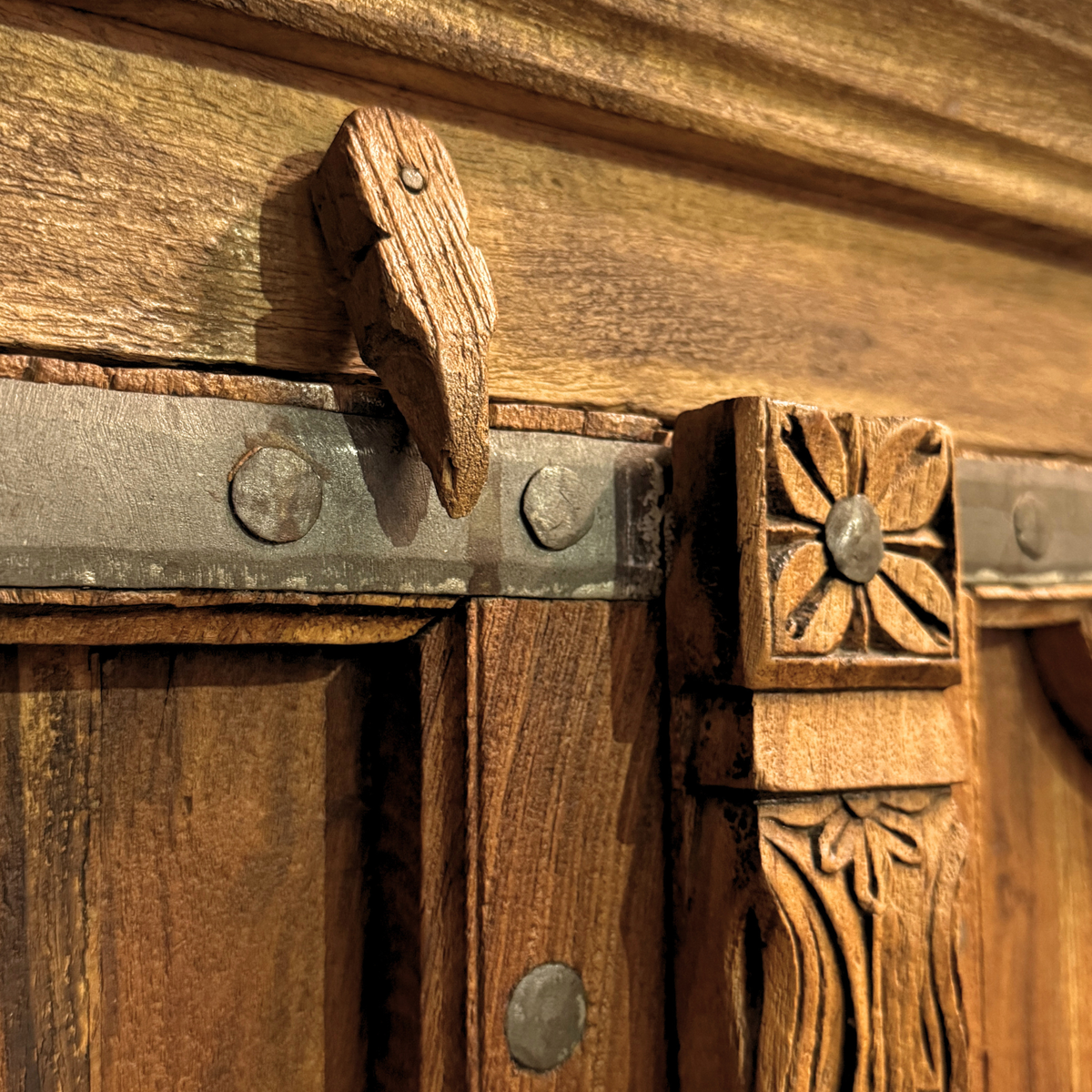 WS105 - Reclaimed Wood Armoire with Handcrafted Iron Detailing