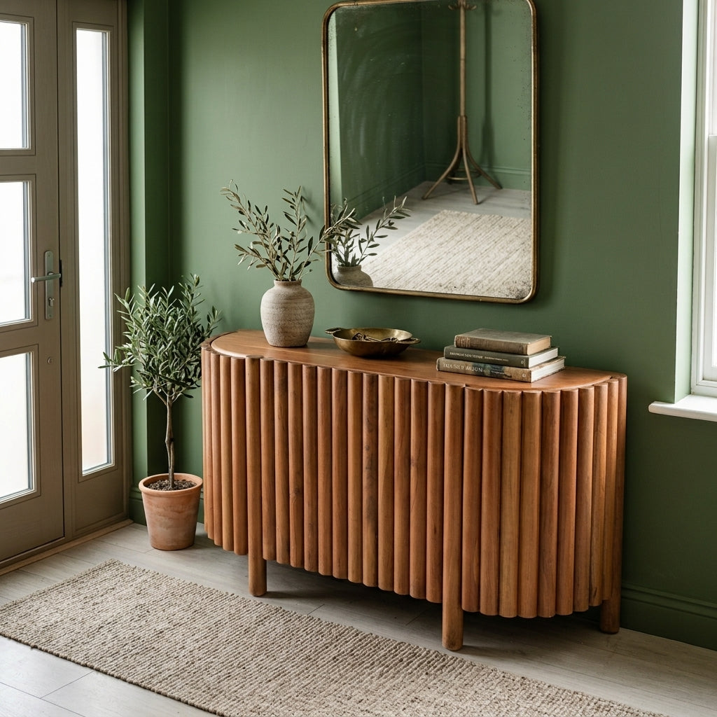 BS12 - Fluted & Curved Solid Acacia Buffet