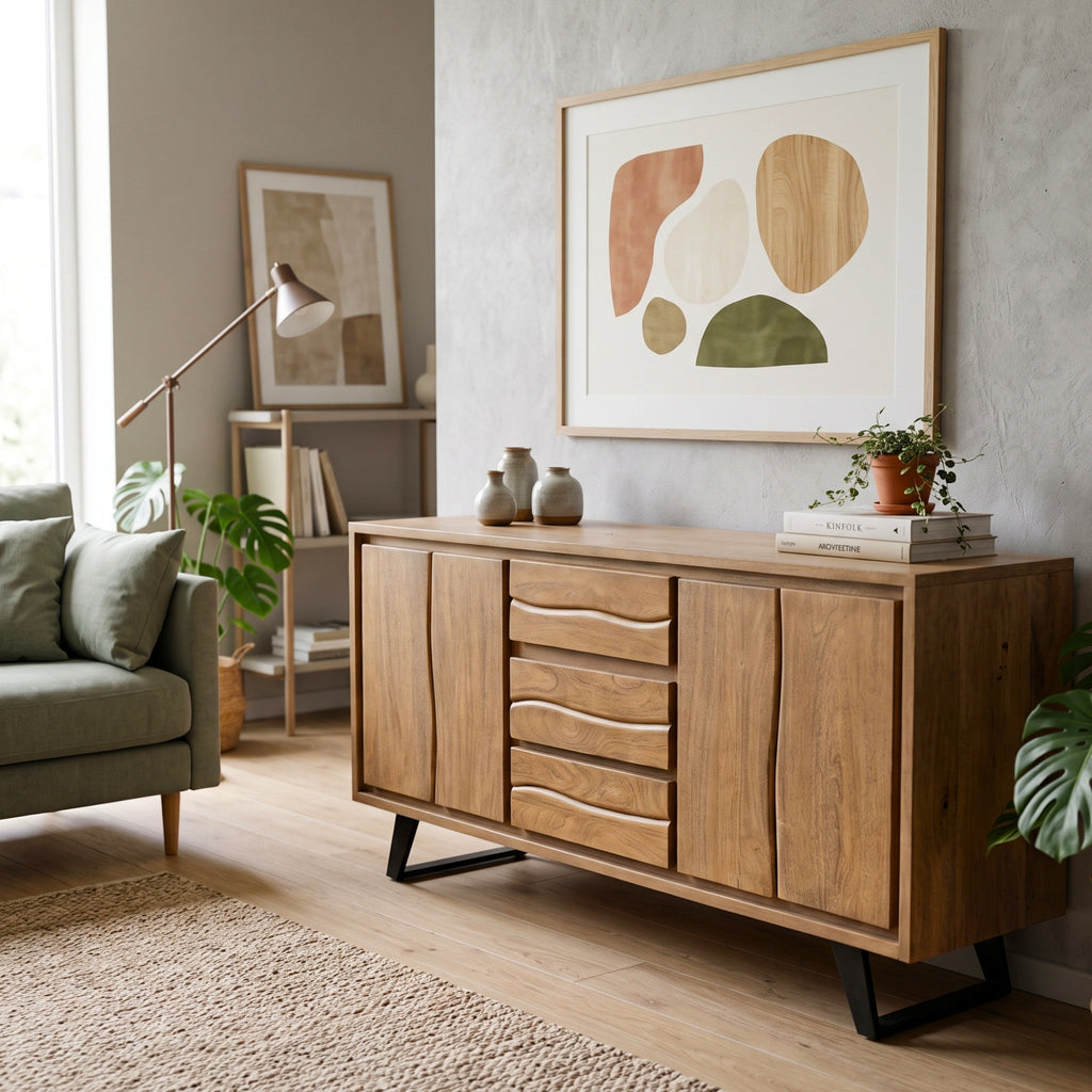 BS16 - Solid Acacia on Metal Legs Buffet