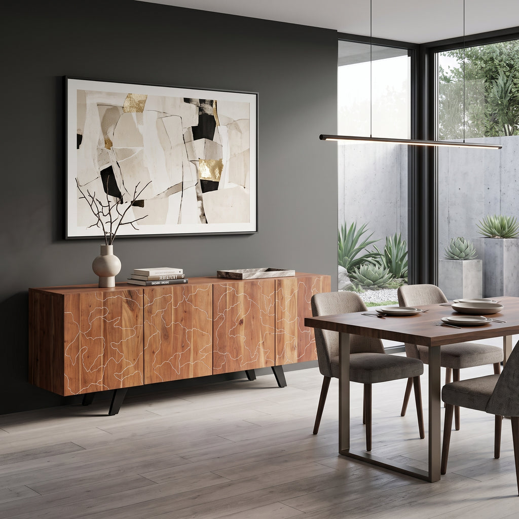 BS24 - Solid Acacia Engraved Buffet