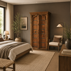 WS105 - Reclaimed Wood Armoire with Handcrafted Iron Detailing