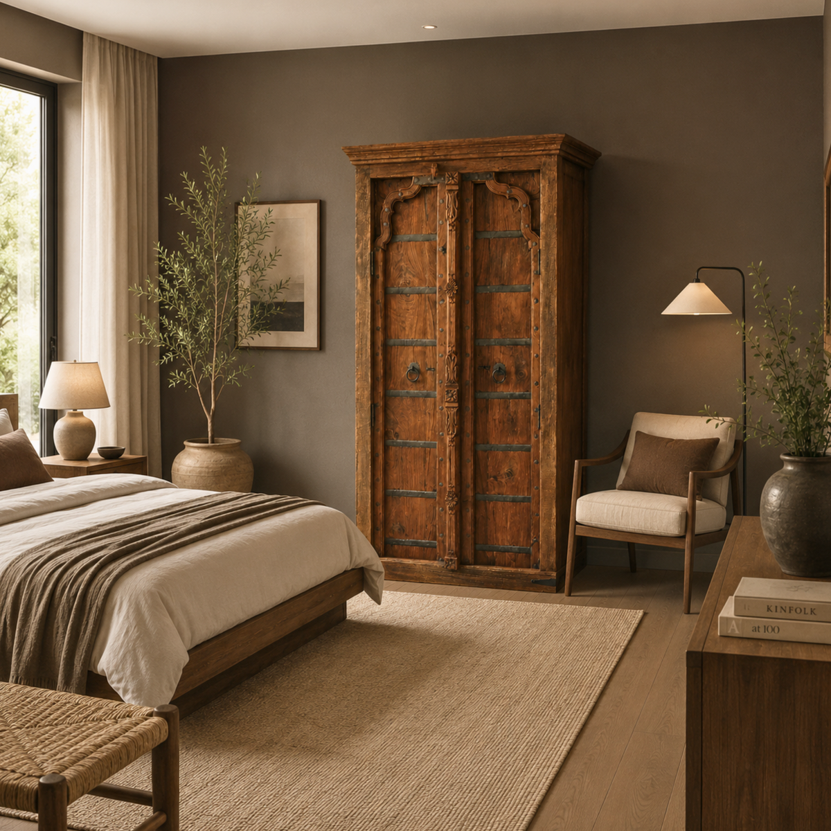 WS105 - Reclaimed Wood Armoire with Handcrafted Iron Detailing