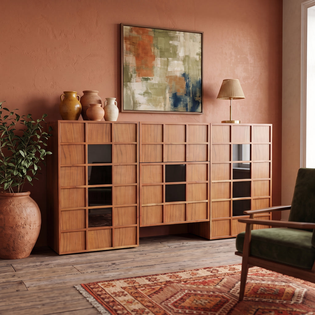BS07 - Solid Acacia with Glass Buffet