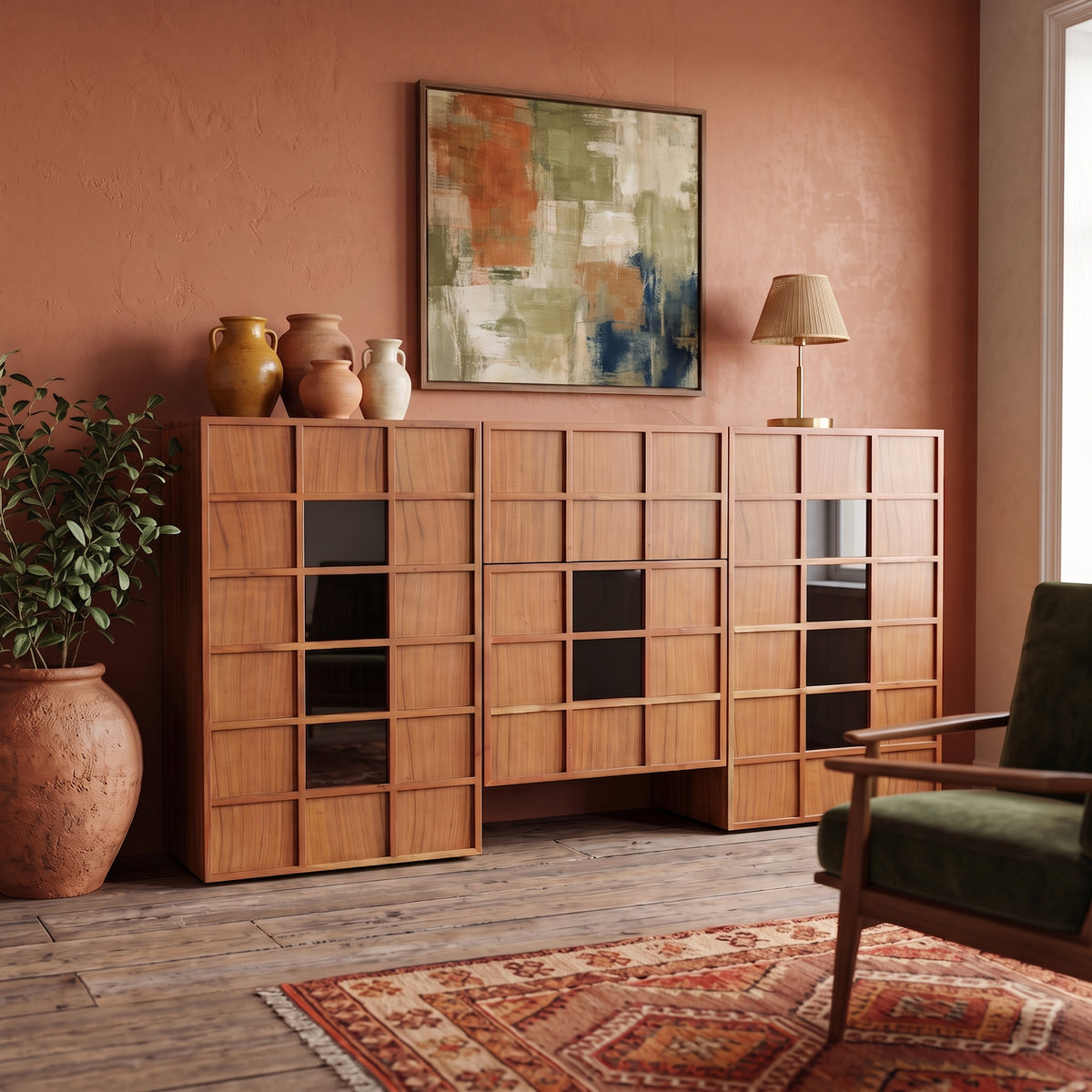 BS07 - Solid Acacia with Glass Buffet