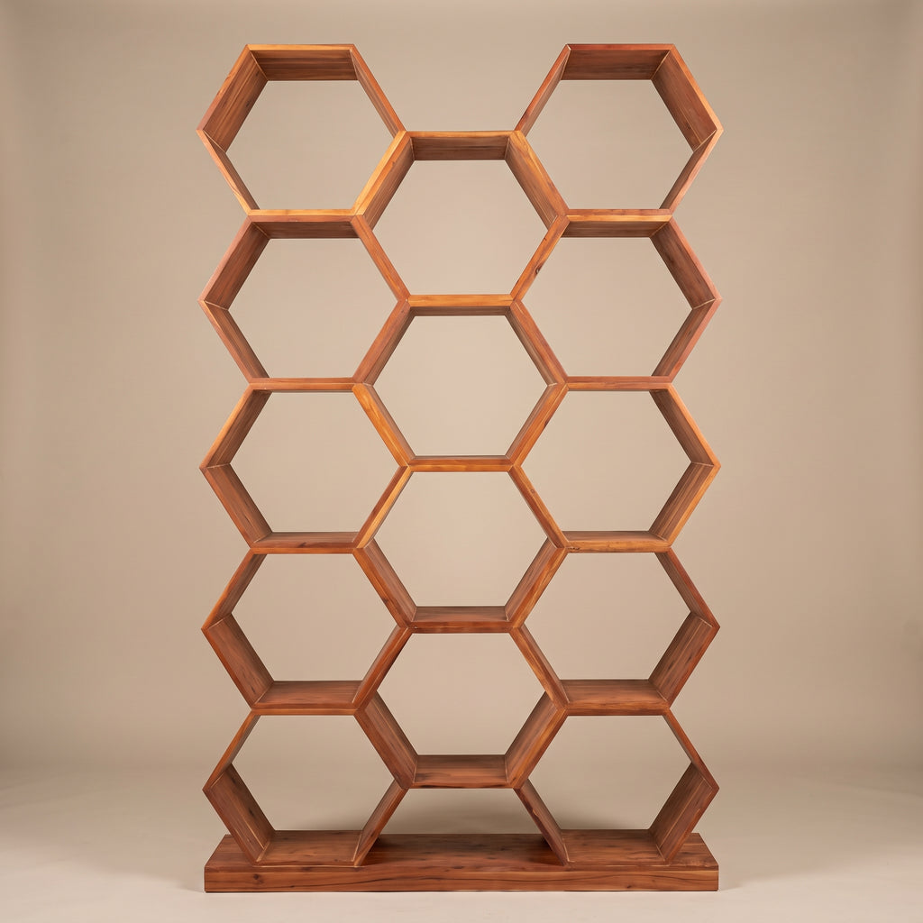 Modern Honeycomb Wooden Bookcase & Display Shelf