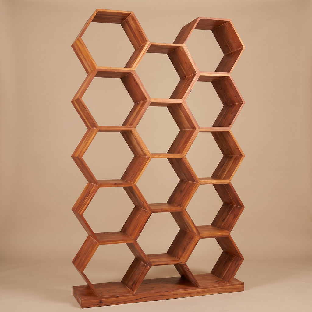 Modern Honeycomb Wooden Bookcase & Display Shelf