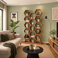 Modern Honeycomb Wooden Bookcase & Display Shelf