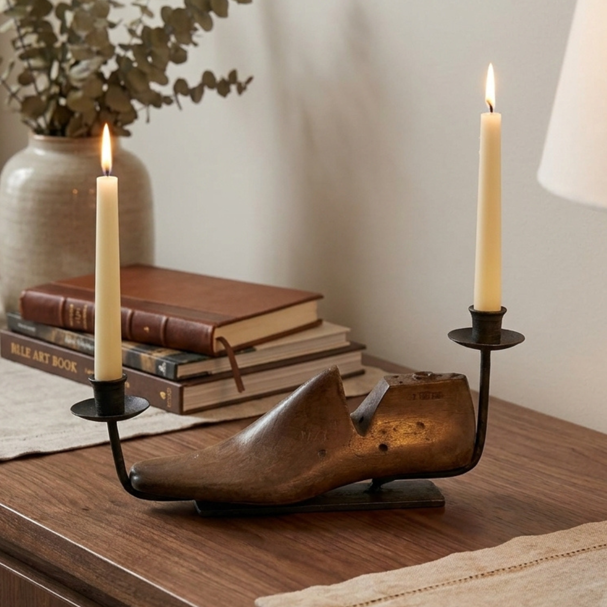 CS35 - Shoe in Solid Wood Candle Stand