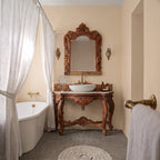 WS203 - Ornate Hand-Carved Wood Console Table & Mirror Set