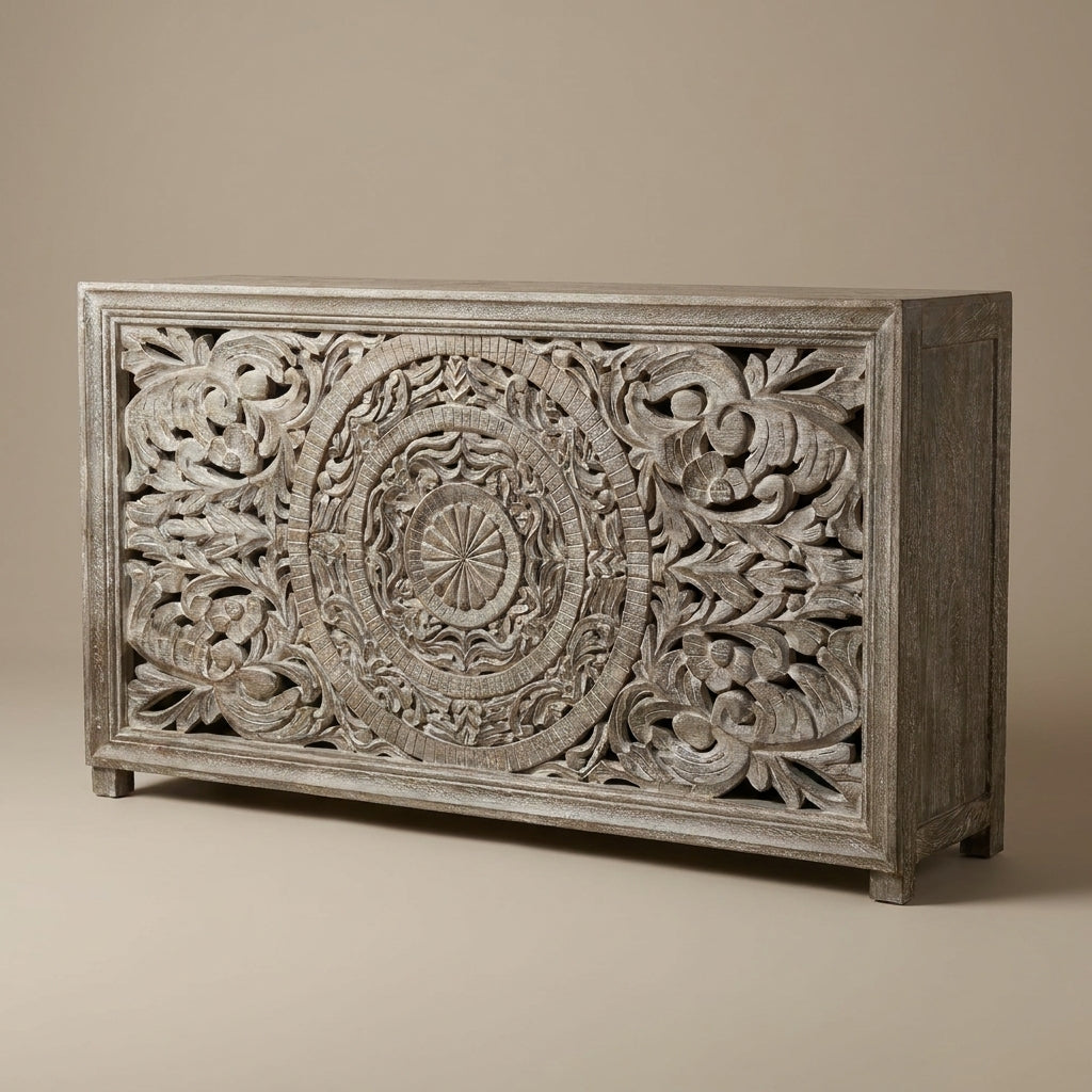 CT126 - Solid Acacia in White Wash Console Table