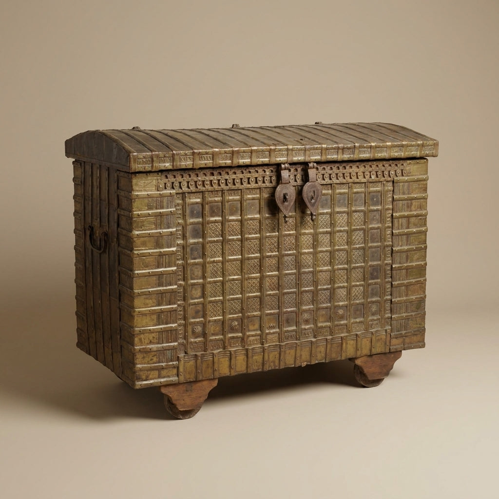 KS01 - Antique Brass Fitted Storage Chest