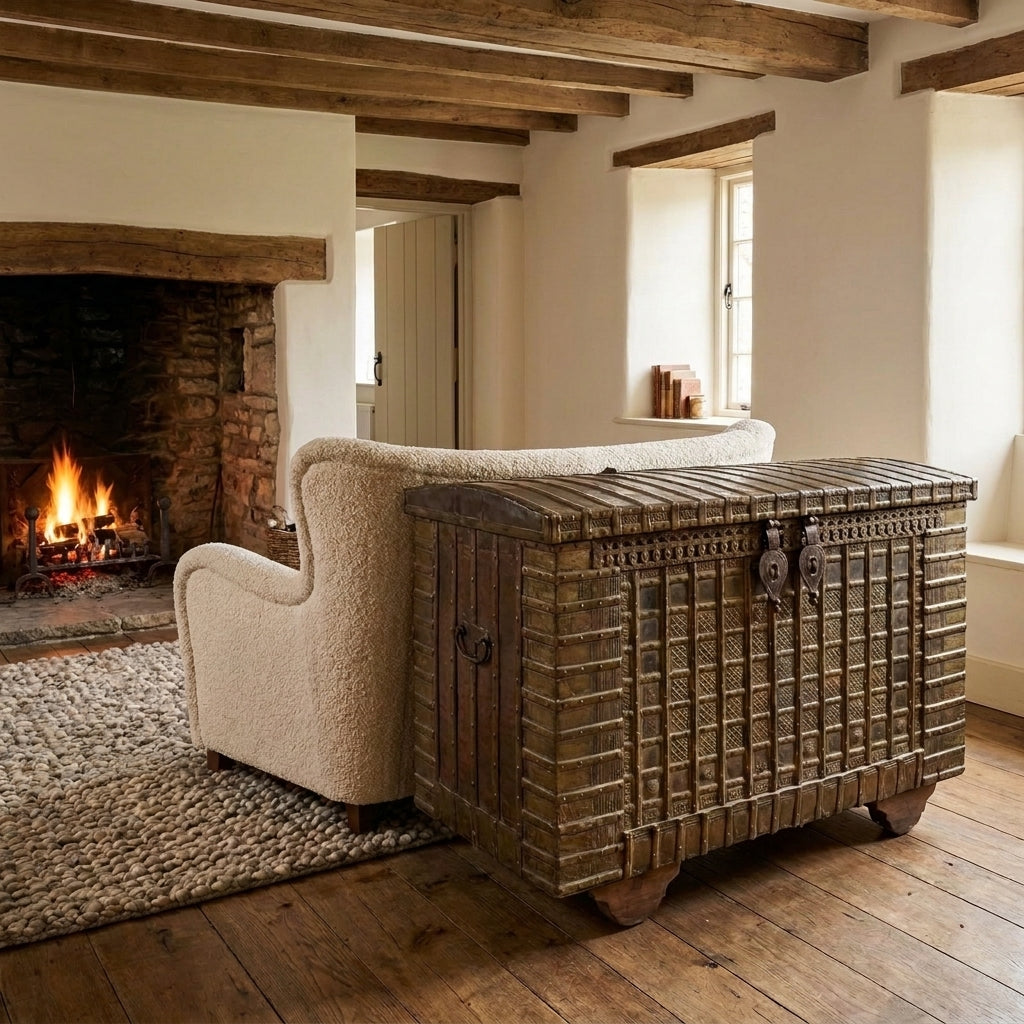KS01 - Antique Brass Fitted Storage Chest