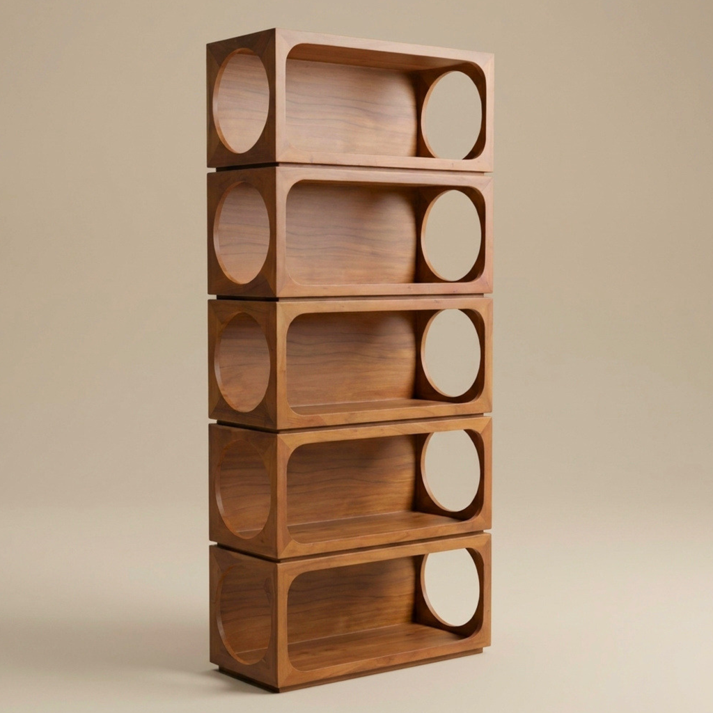 LH03 - Solid Acacia Geometric Bookcase