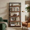 LH033 - Solid Live Edge Acacia Bookshelf with Metal Frame